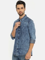 Men Blue Faded Casual Shirt