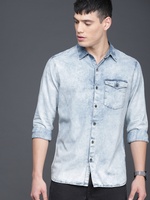 Men Blue Slim Fit Faded Casual Shirt