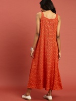 Women Orange  Dress with Crochet Detail