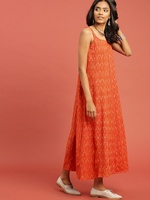 Women Orange  Dress with Crochet Detail