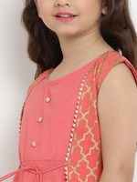 Bitiya  Girls Peach Fit and Flare Dress