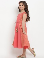 Bitiya  Girls Peach Fit and Flare Dress