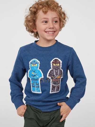 H&M Boys Blue Sequin-Motif Top