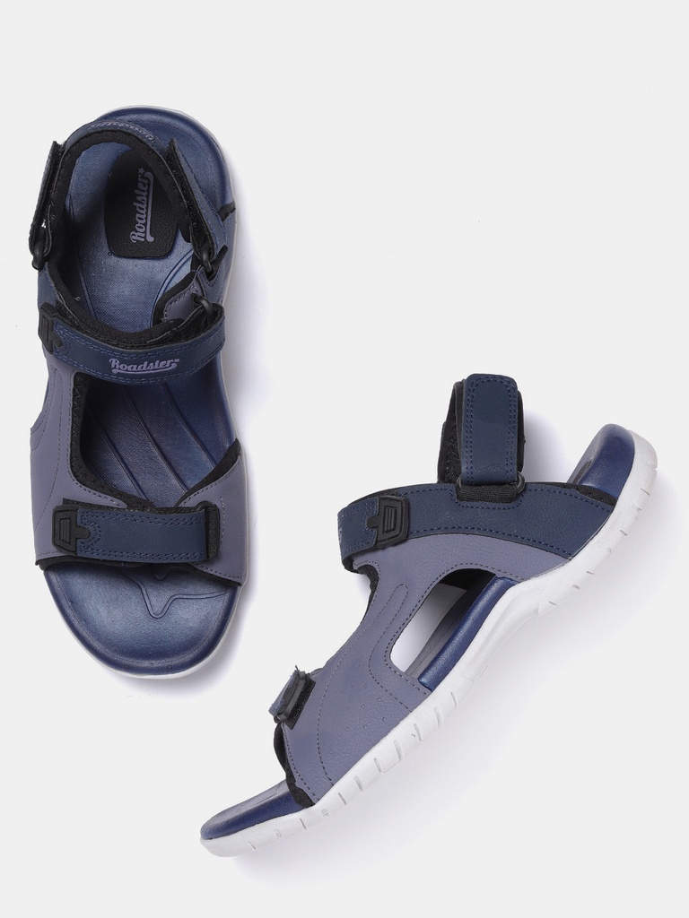 Roadster Men Navy Blue Solid Sports Sandals
